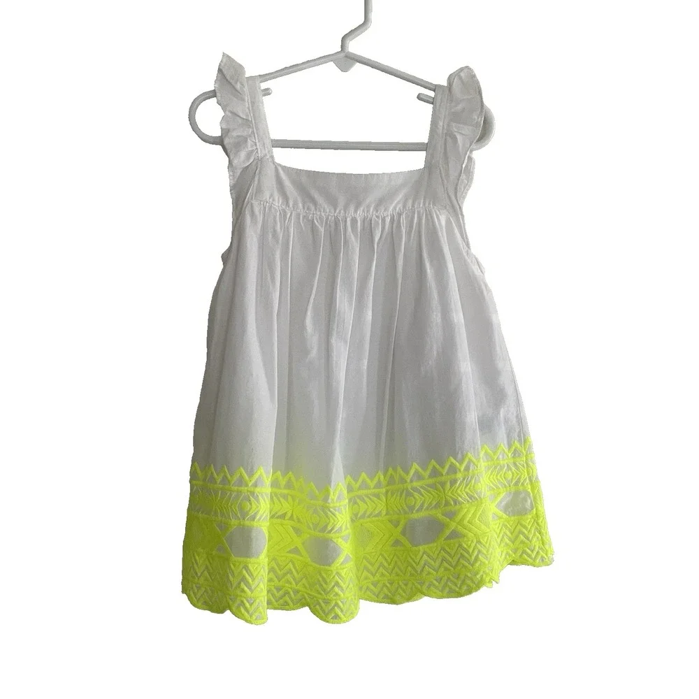 Girls Dresses‎ Set 3 White Floral Lemon Embroidered Ruffle Cap Sleeve Size 6/6x